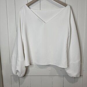 ✨ **Rosetta Getty White V-Neck Blouse | Balloon Sleeves | Size M ✨